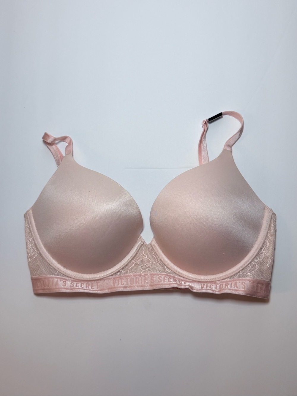 Victoria’s Secret Pink Lace Logo Bra 32D Blush Nude NWT